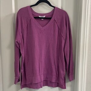 Time and Tru Ribbed Knit V-Neck in Mauve